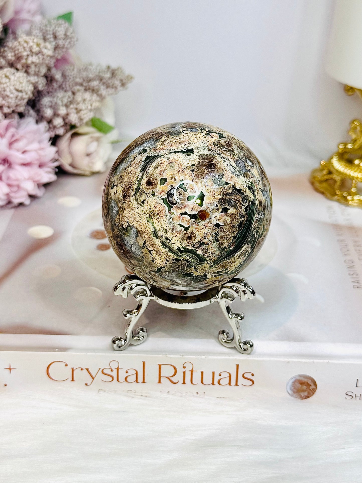 Sakura Agate Sphere on Stand 6.5cm