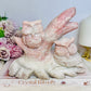 ✨ SALE ✨ Incredibly Carved Huge Pink Opal Owls 17.5cm 1.36KG