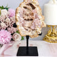 Large Pink Amethyst Druzy Geode On Stand From Brazil 904g