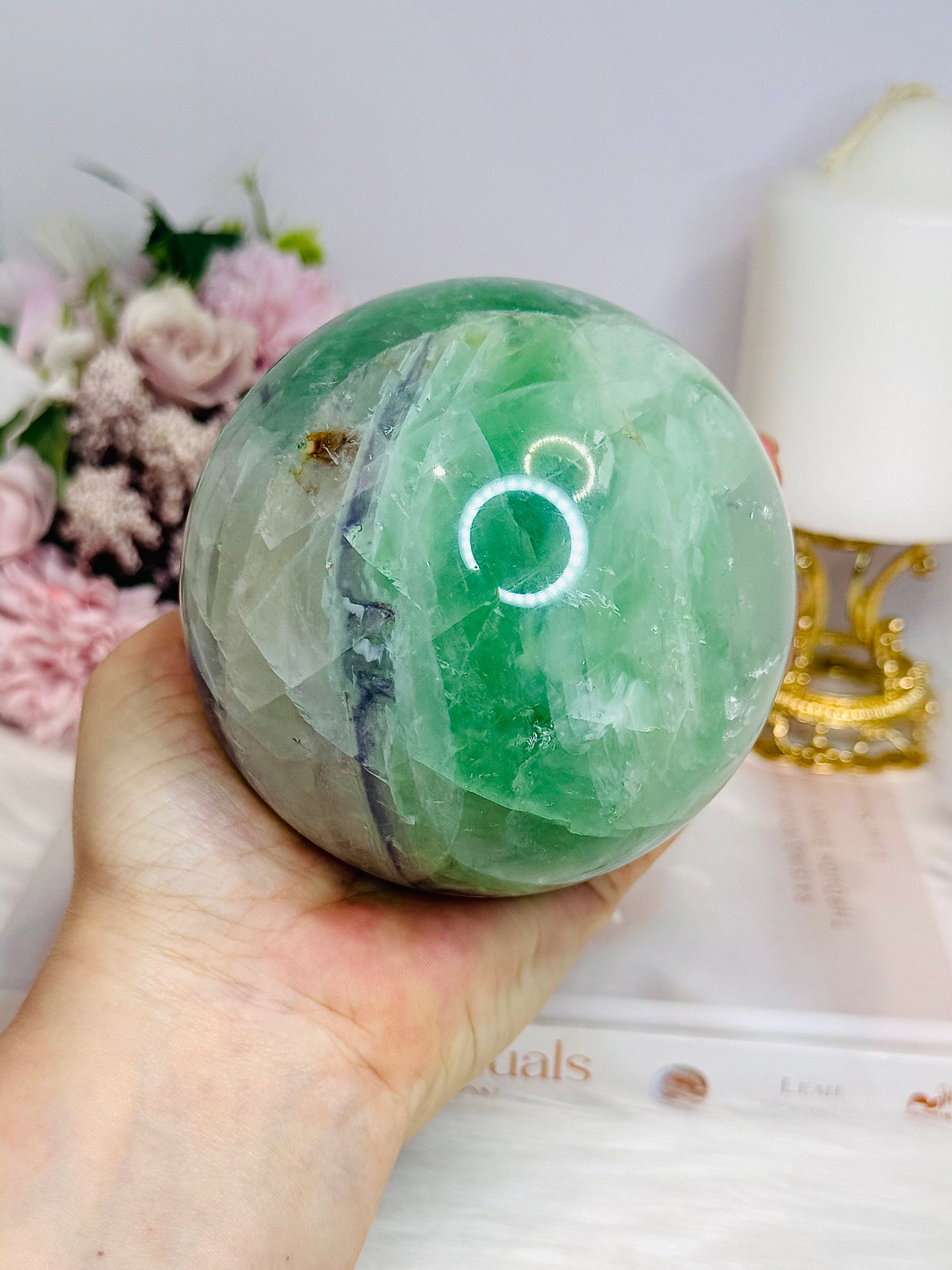Large Green Fluorite Sphere on Stand 1.45KG