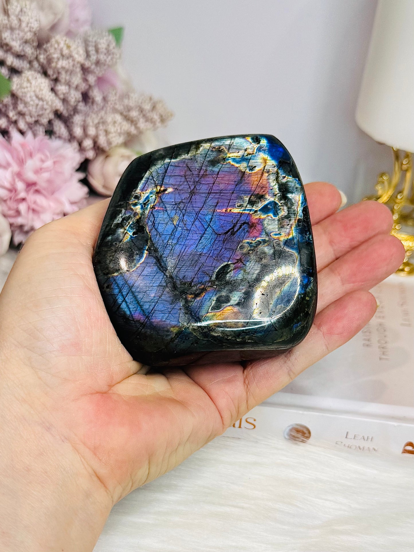 High Grade Spectrolite (Labradorite) Freeform from Finland - (Flash is all purple although it looks blue in pic) 8cm 374g