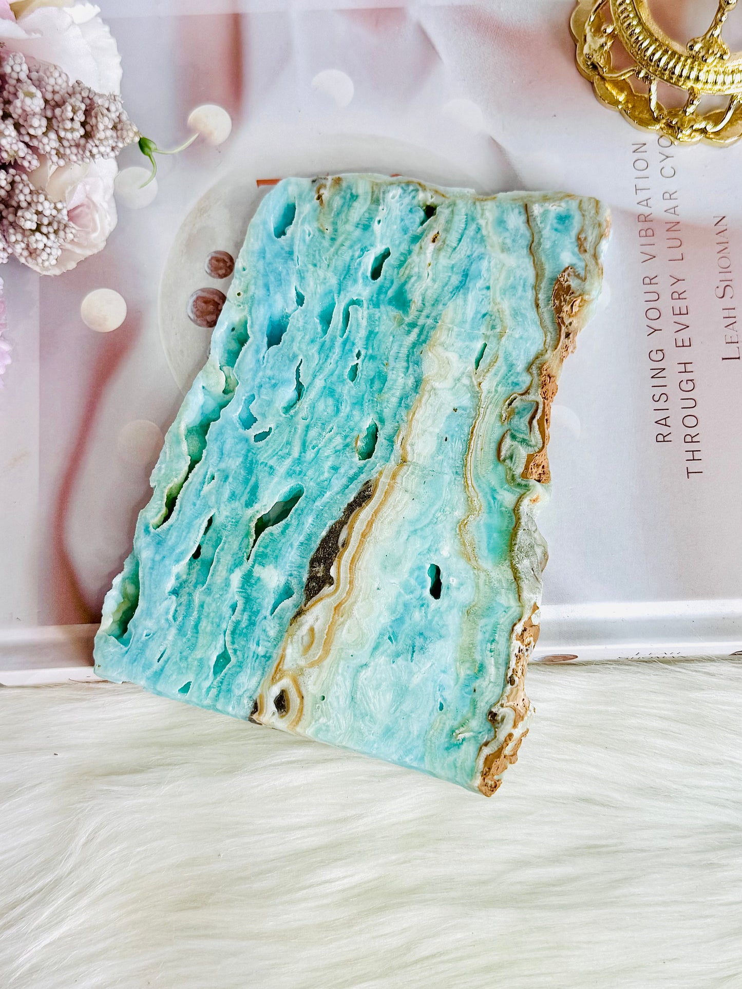 High Grade Incredible 15.5cm x 11cm Natural Blue Aragonite Slab