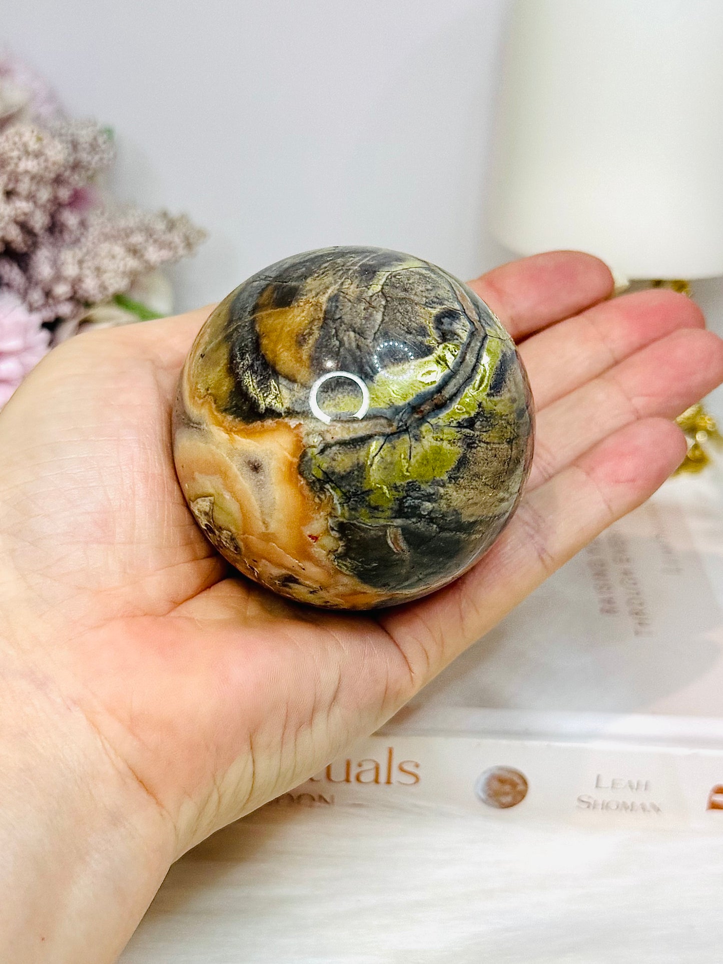 Money Agate Sphere On Stand 334g