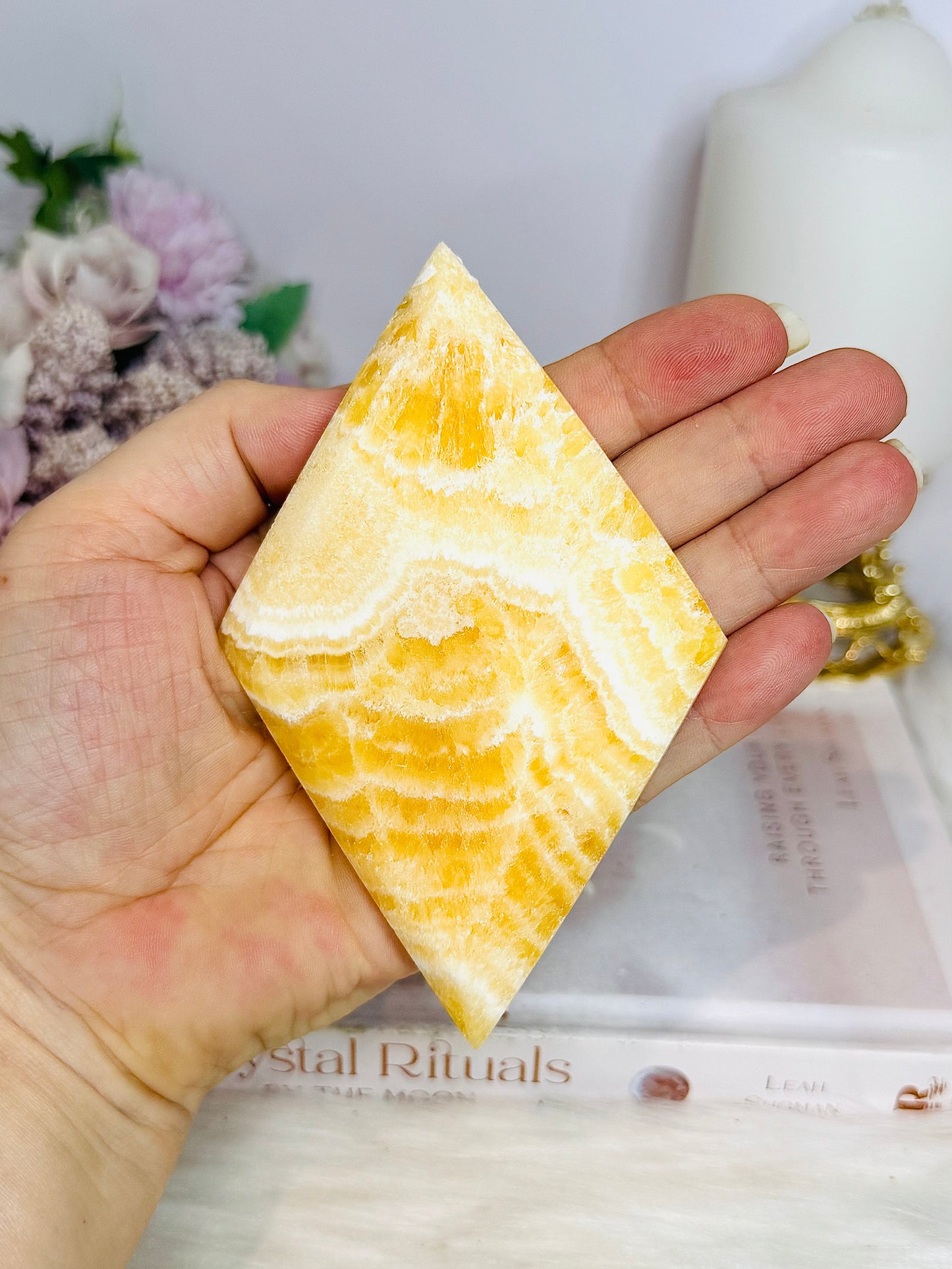 Orange Calcite Diamond Carving 12cm