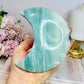 Large Sky Blue Quartz Carved Chunky Moon On Stand 25cm 502g