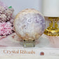 Large Rare Amethyst X Flower Agate Sphere On Stand 710g