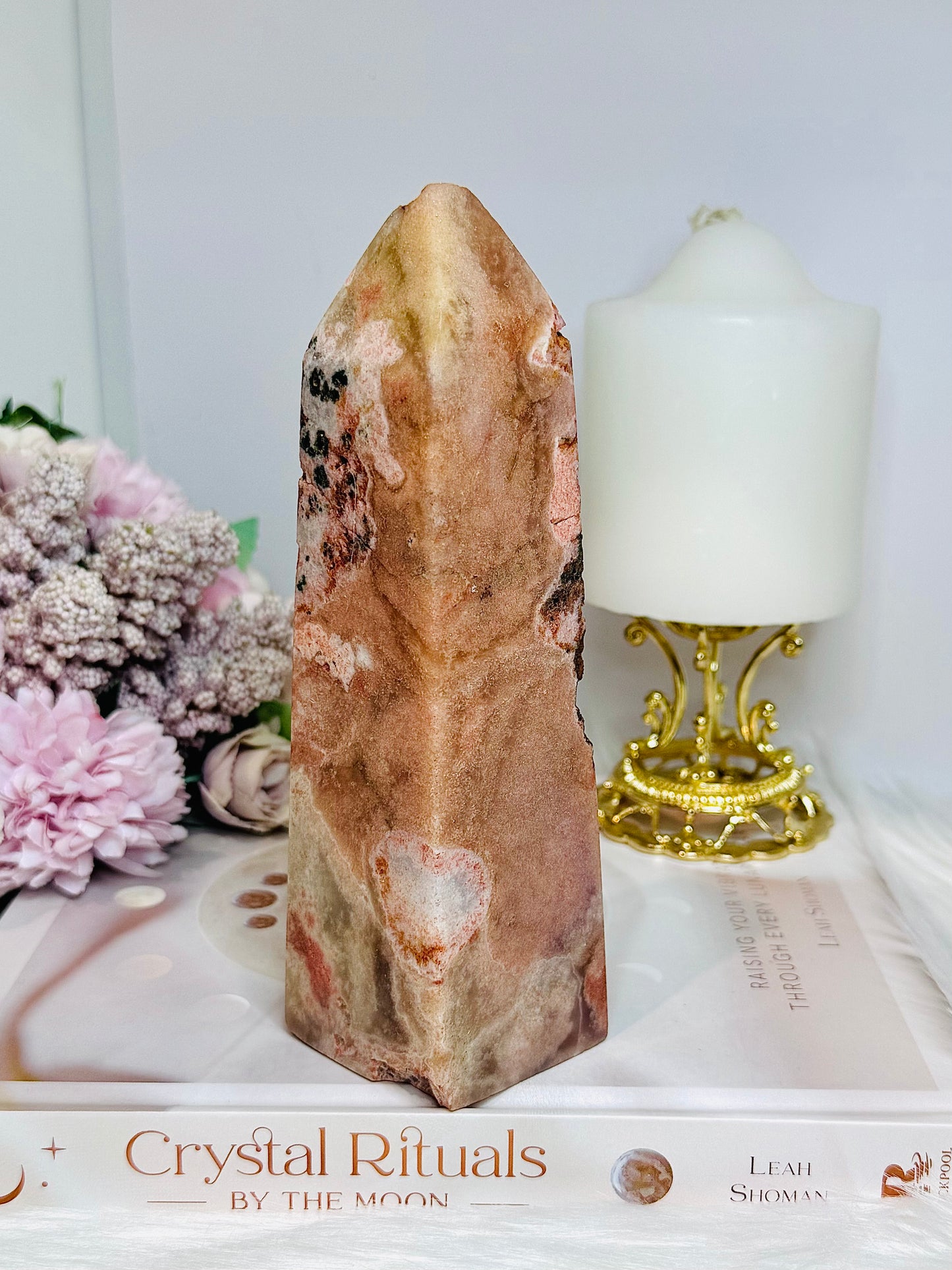 Large Chunky Pink Amethyst Tower 16.5cm 619g (Reduced as chip is imperfect)