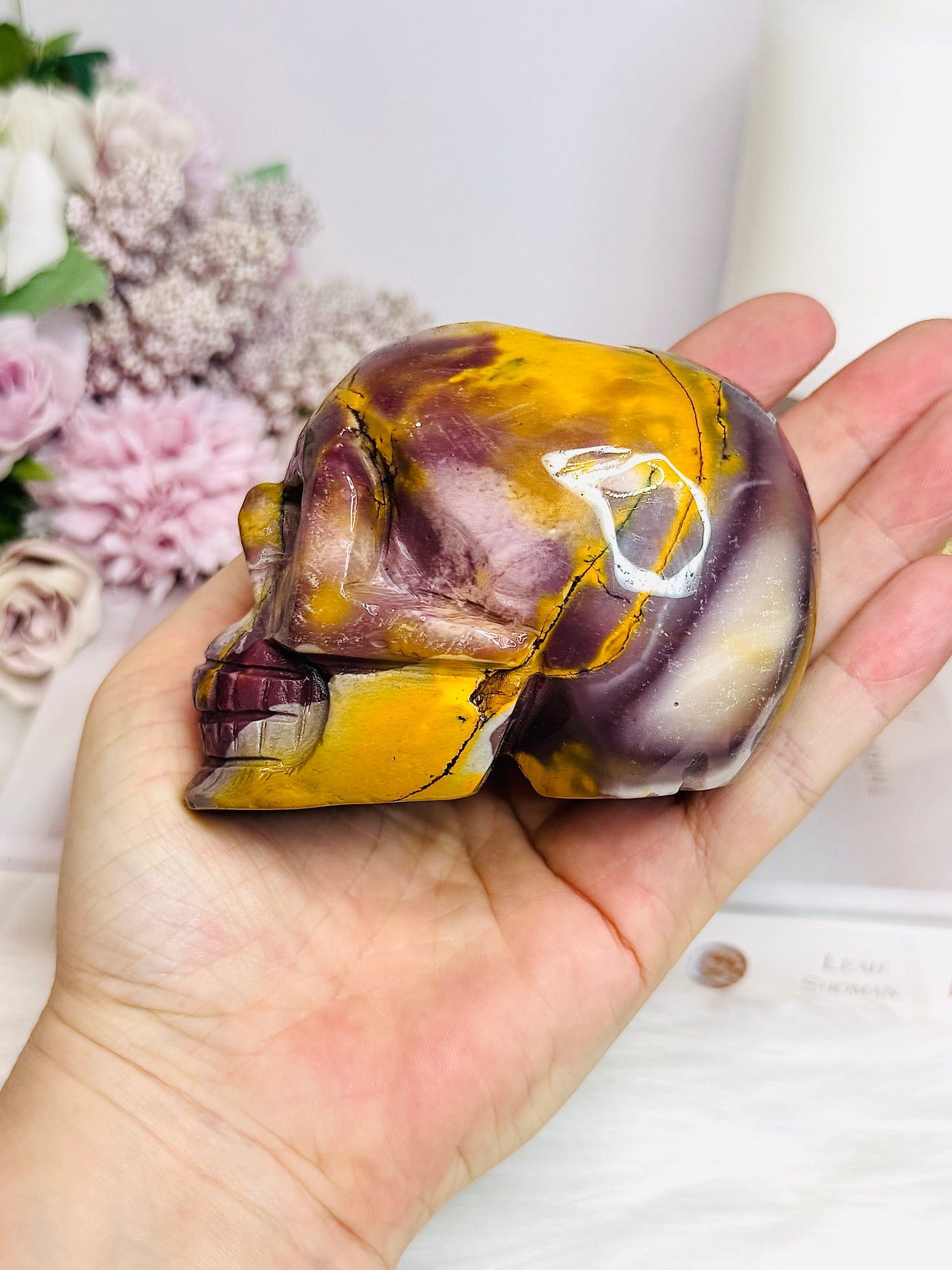 Mookaite Jasper Carved Skull 8.5cm 431g