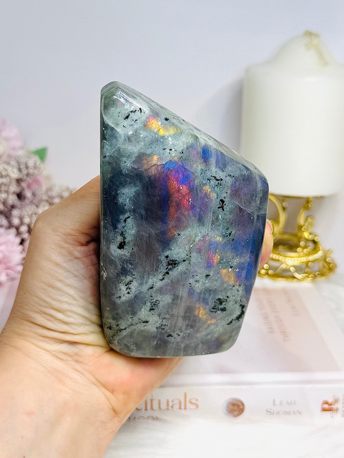 Labradorite Freeform with Pink & Purple Flash 12.5cm 441g (chip on bottom at back)