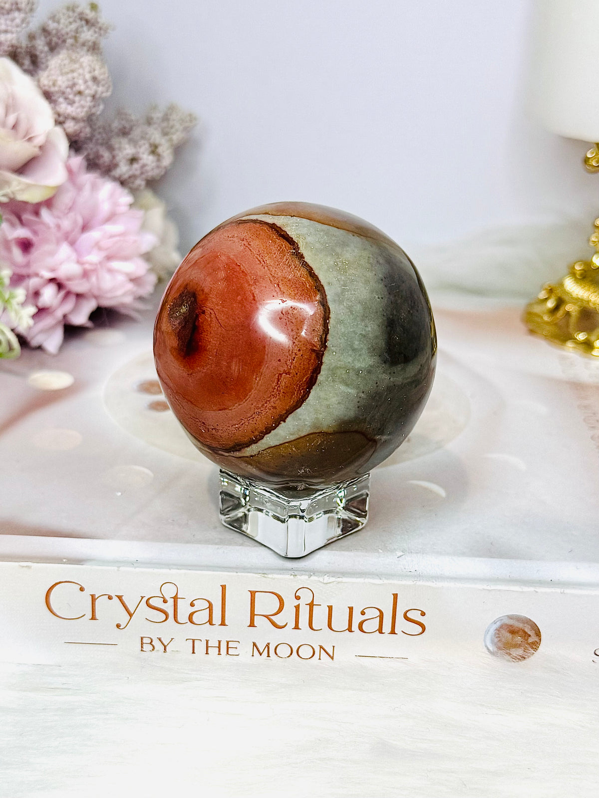 Polychrome Jasper Sphere on Stand 253g
