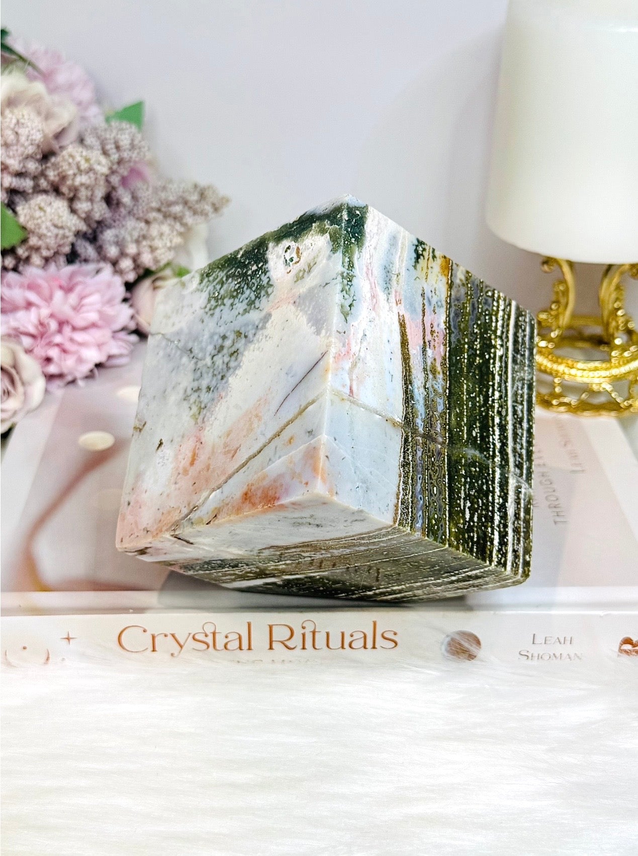 Large Ocean Jasper Carved Cube 1.18KG