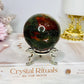 Druzy Red Moss Agate Sphere on Stand 303g