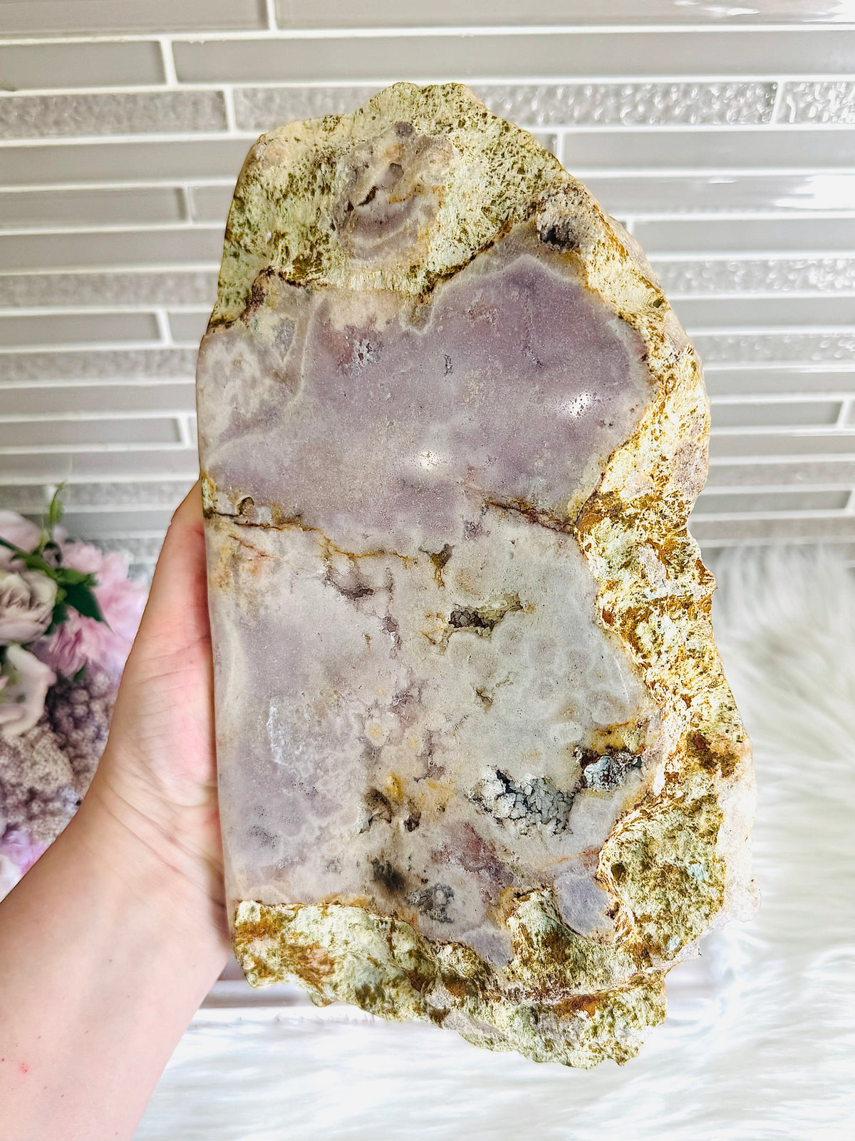 Statement Piece ~ Huge Pink Amethyst Druzy Chunky Butterfly Wings On Stand 33cm x 34cm 4.2KG