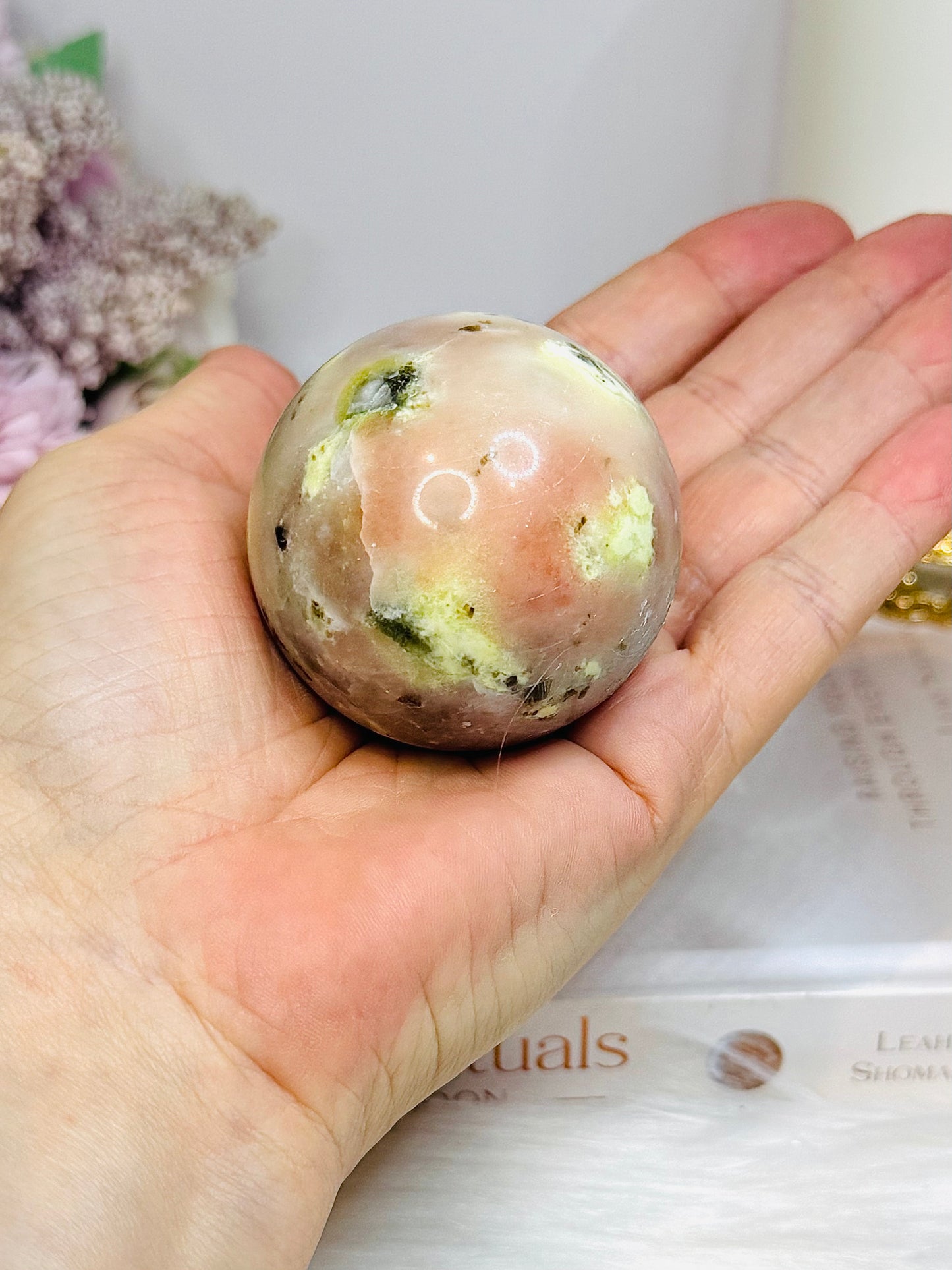 Peach Blossom Tourmaline Sphere On Stand 190g