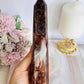 Gorgeous Tall 19cm Red Fire Quartz Tower with Hematite Inclusions