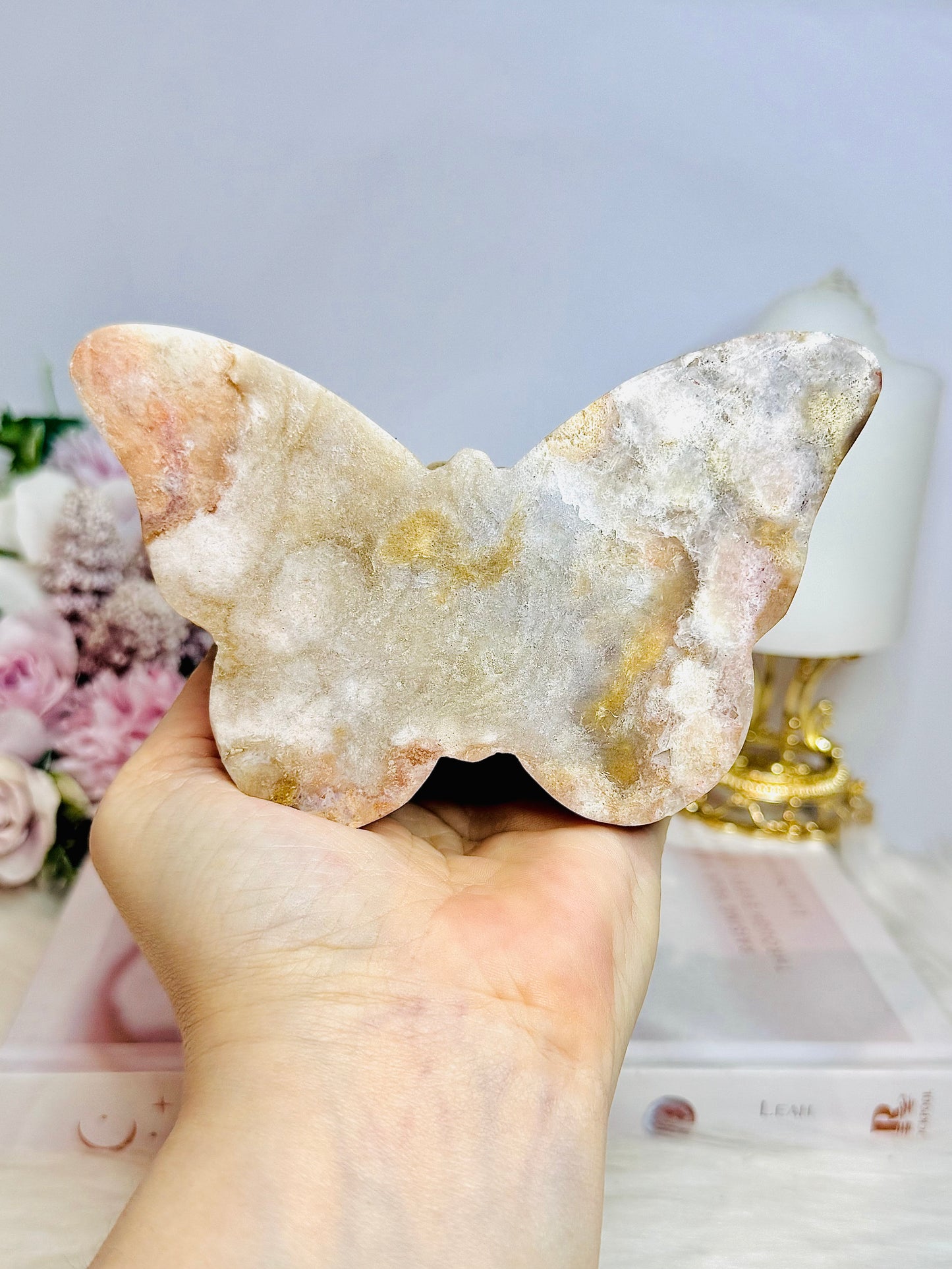 Pink Amethyst Carved Butterfly 13cm