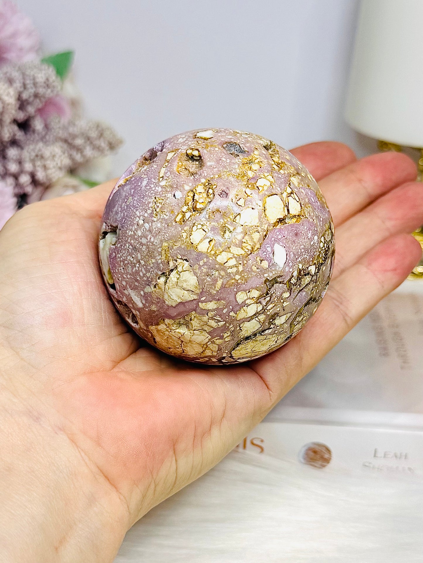 Large Natural Phosphosiderite Sphere On Stand 278g