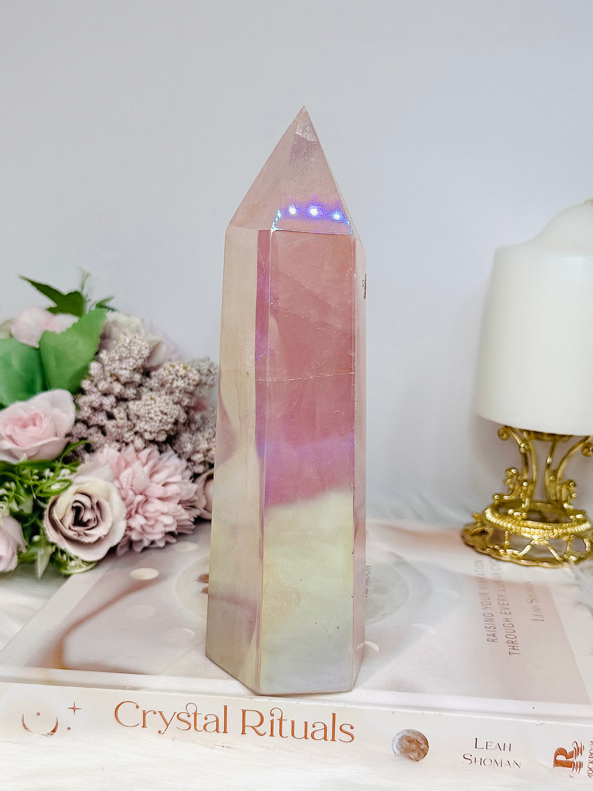 Large Angel Aura Rose Quartz Tower 18.5cm 808g