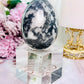 Gorgeous 287gram Grey Jasper Polished & Carved Egg On Stand (glass stand in pic is display only)