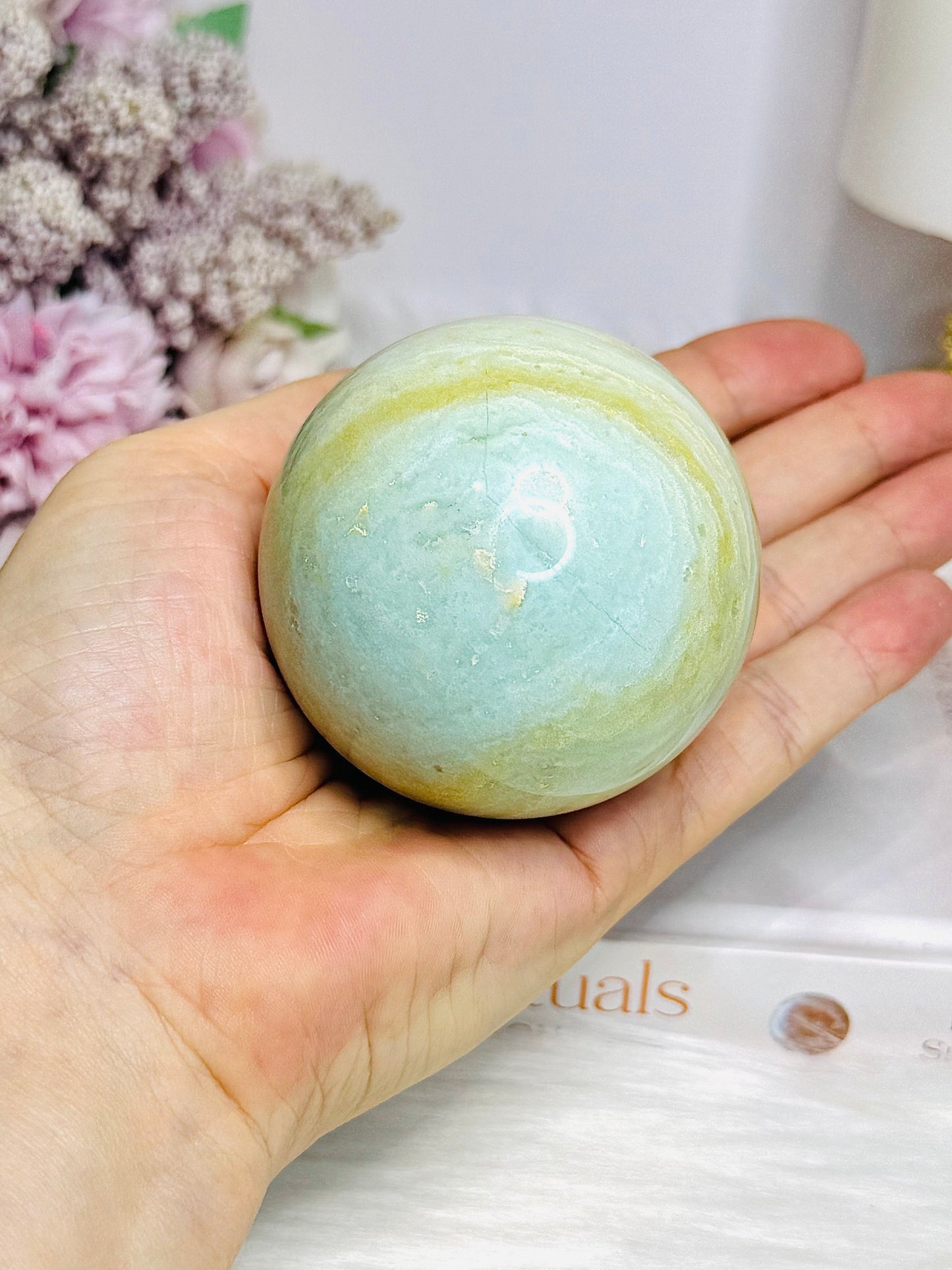 Blue Calcite Sphere On Stand 319g