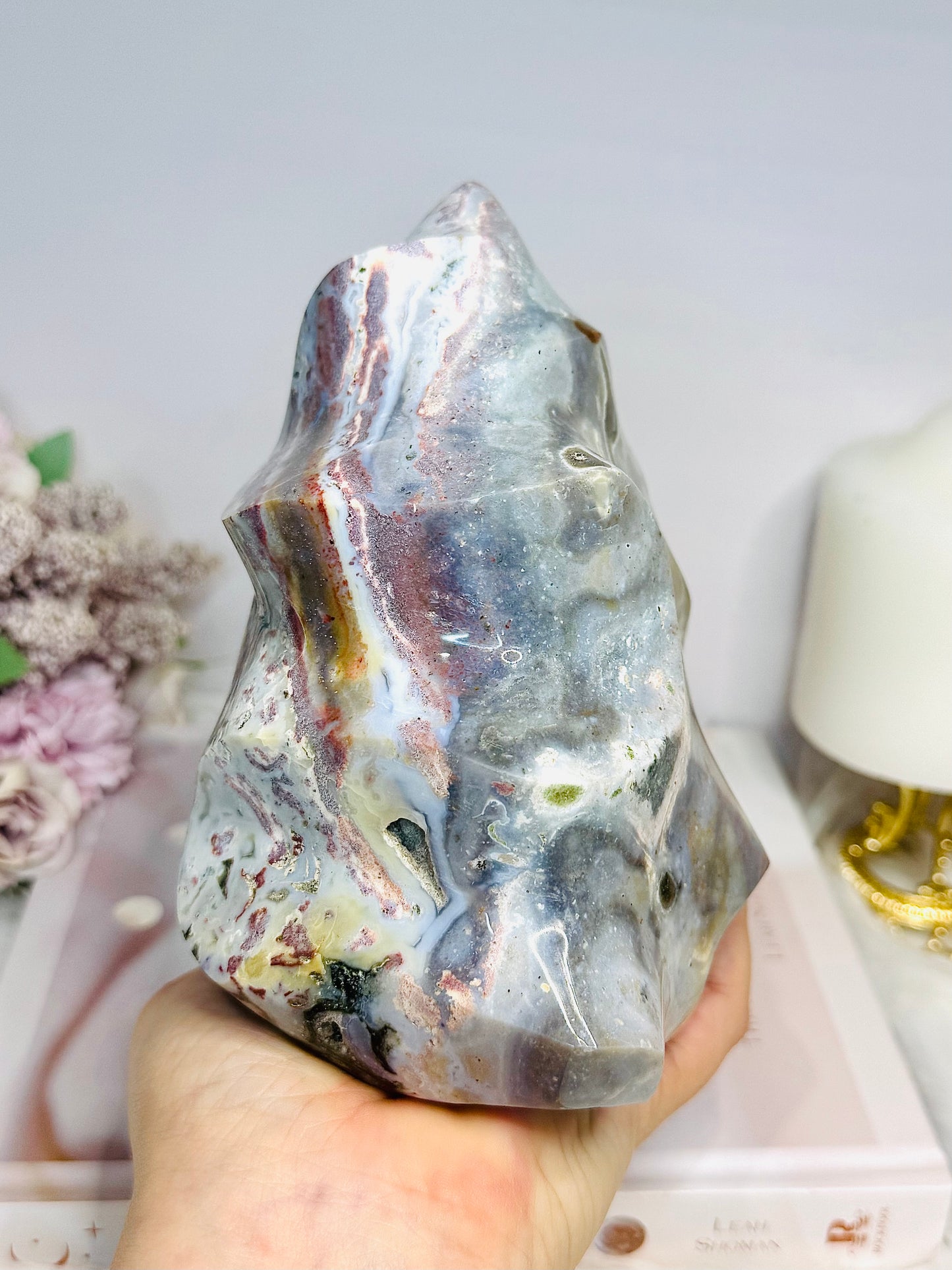 Huge Ocean Jasper Carved Flame 17cm 1.87KG