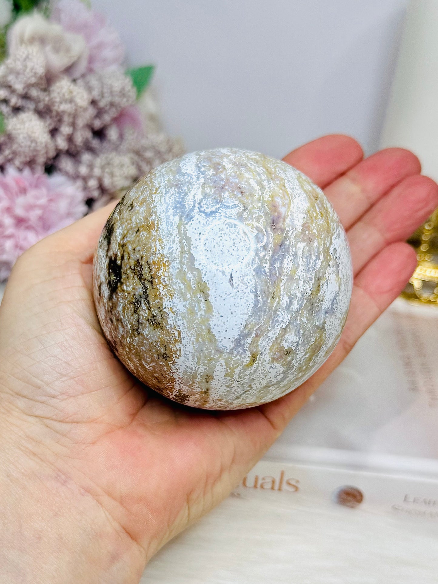 Large Ocean Jasper Sphere On Stand 480g