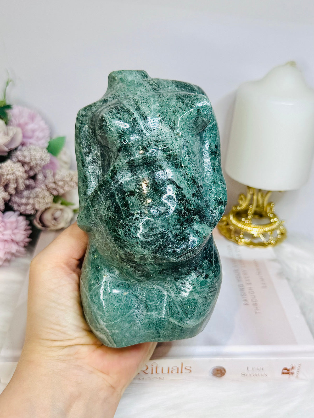 Large Green Jade Pregnant Woman Carving 15cm 1.21KG