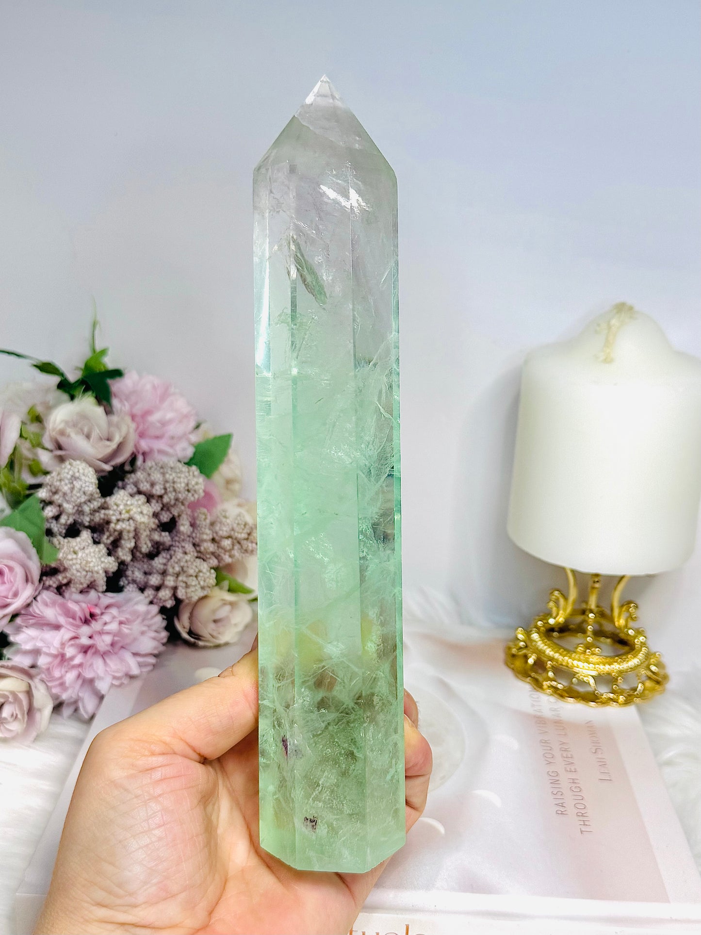 Large Watermelon Fluorite Tower 21.5cm