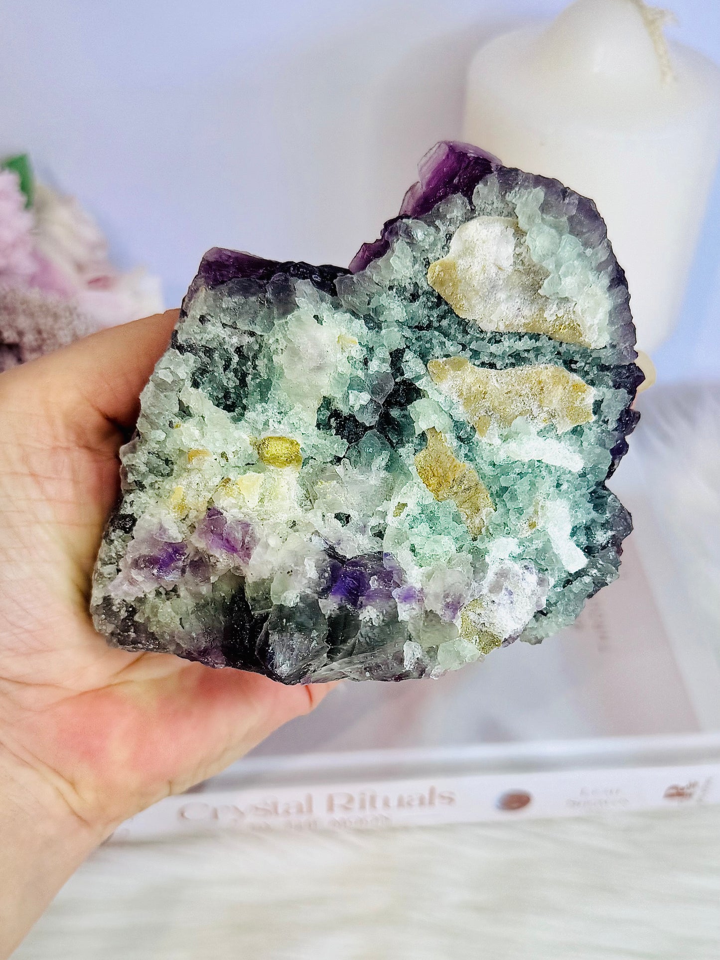 Stunning Natural Large 13cm Rough Rainbow Fluorite Specimen From Argentina