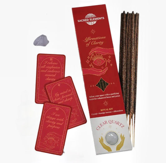 Affirmation of Clarity Crystal Smudge Clear Quartz Incense Kit