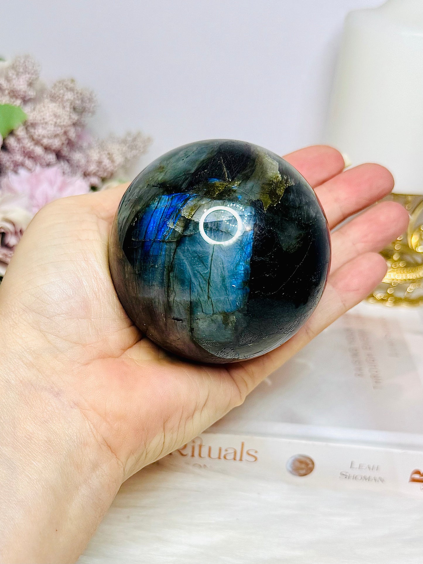 Large Labradorite Sphere on Stand 520g
