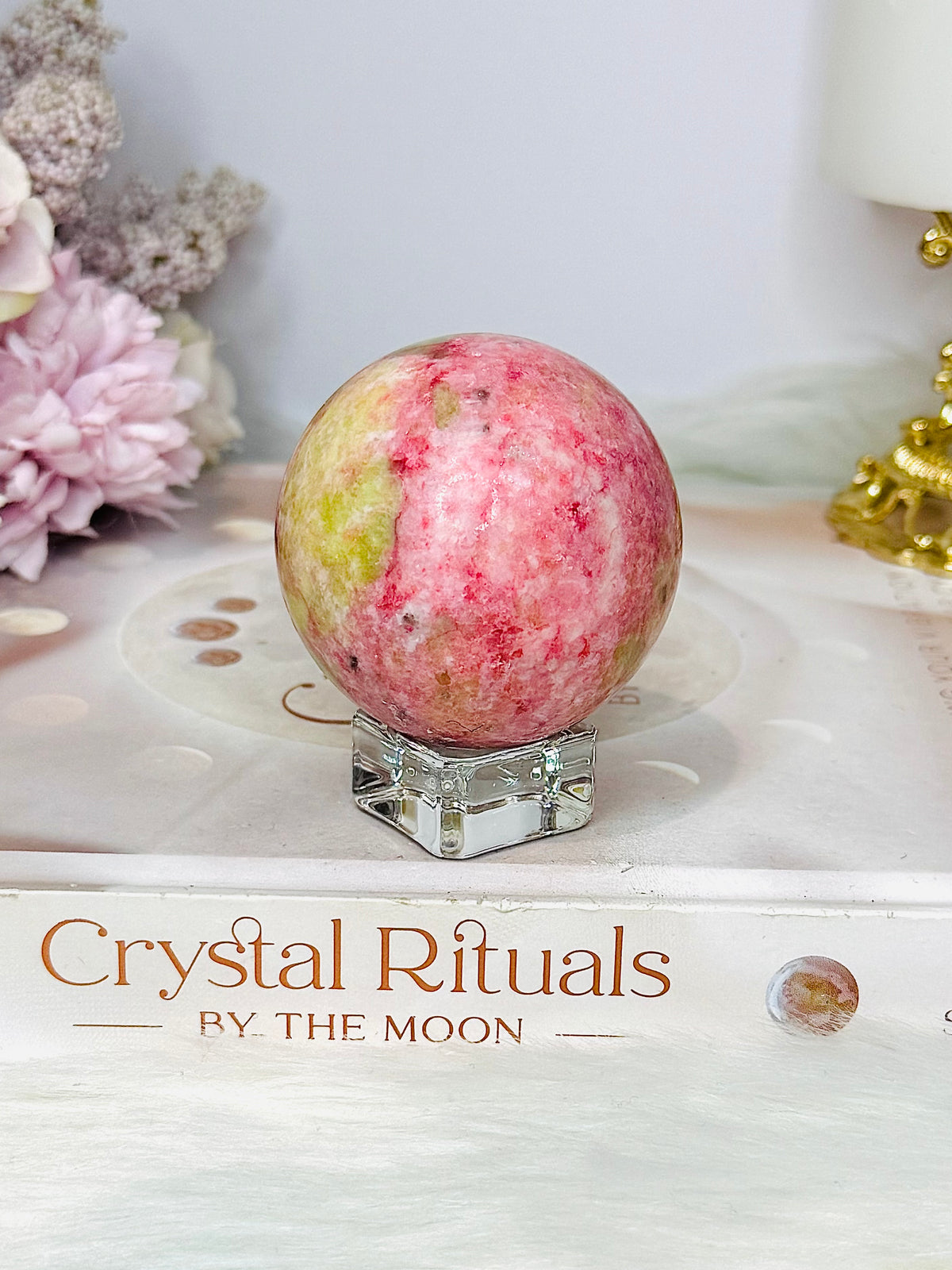 Thulite in Epidote Sphere on Stand 201g