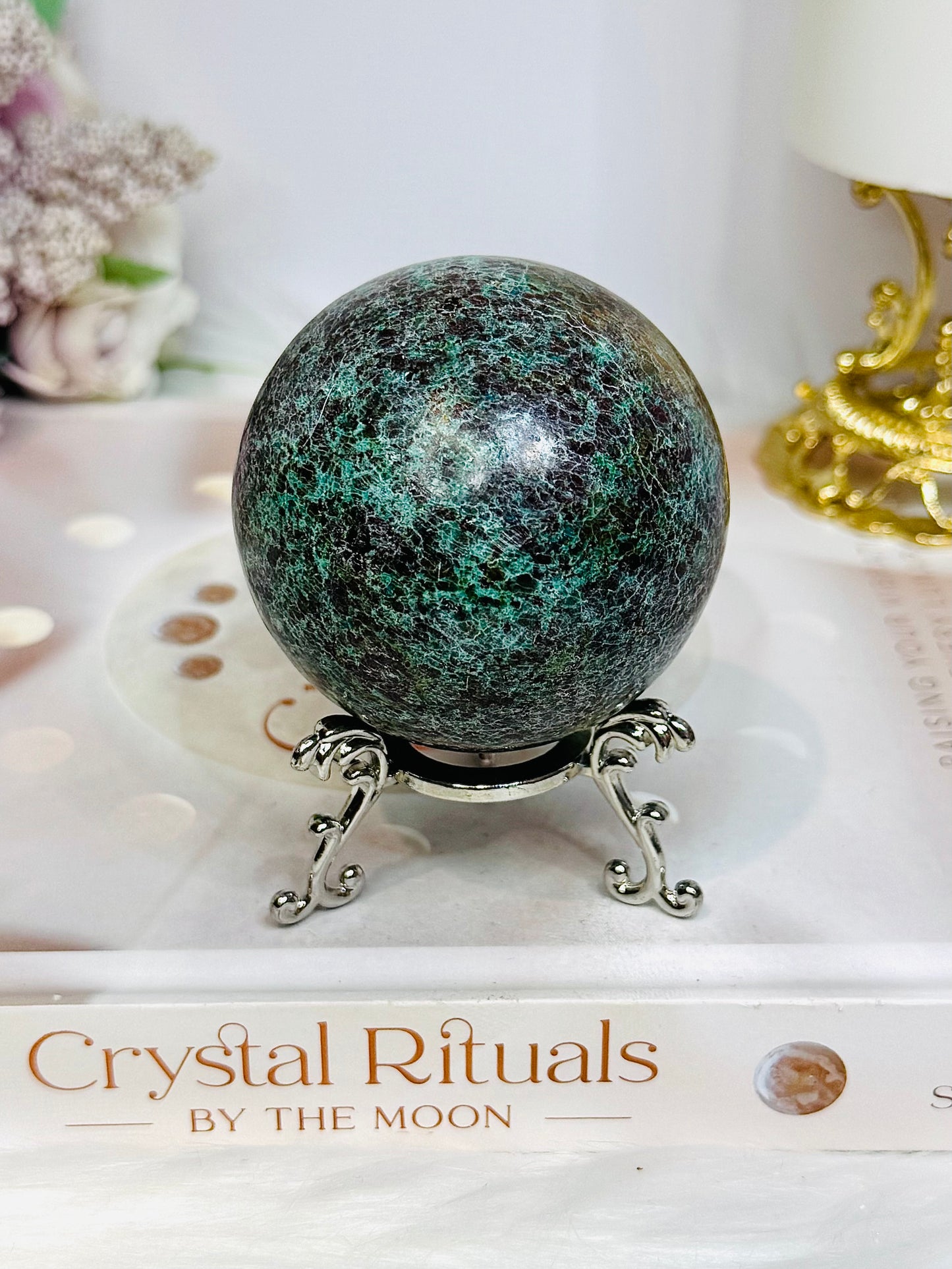 Large African Turquoise Sphere on Stand 294g