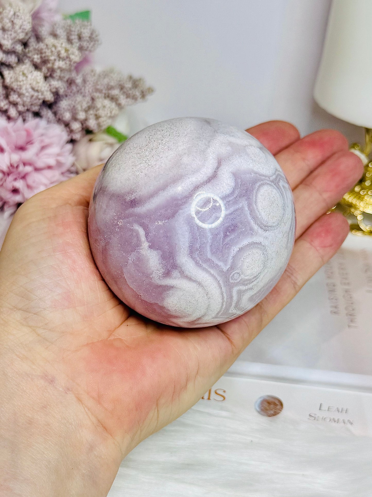 Large Pink Amethyst Druzy Sphere on Glass Stand (stand can be changed) 471g
