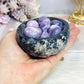 Natural Agate Carved Bowl Filled with Lepidolite Tumbles 426g