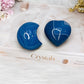 Blue (dyed) Agate Heart & Moon Carvings
