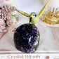 High Grade Deep Purple Amethyst Base Cut Cluster with Jade Carved Hummingbird 13cm