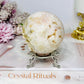 Large Pink Amethyst X Flower Agate Druzy Sphere on Stand 384g