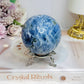 Blue Kyanite Sphere on Stand 560g On Stand