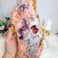 High Grade Pink Amethyst Druzy Slab on Stand 1.2KG 27.5cm