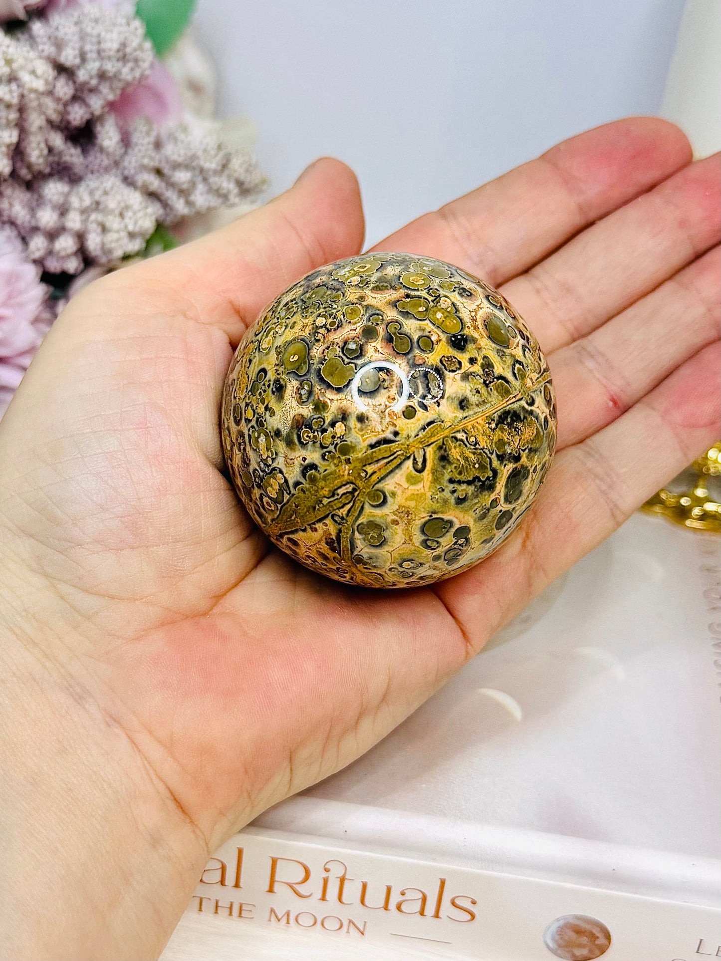 Leopard Skin Jasper Sphere on Stand 189g
