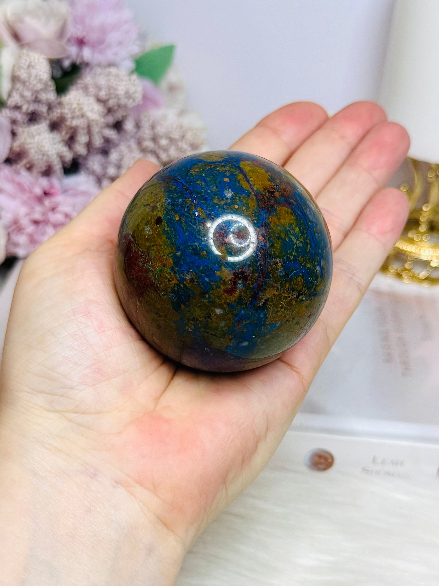 Azurite Sphere on Stand 302g