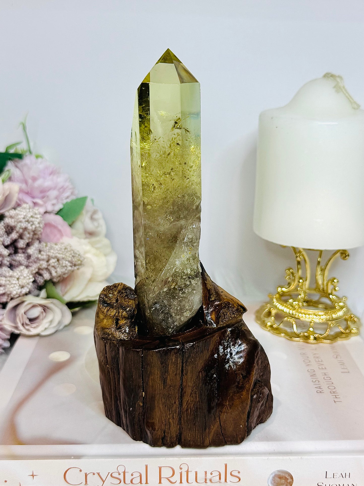 Citrine Tower in Timber Base 17cm