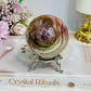 Large Mexican Crazy Lace Agate Druzy Sphere on Stand 376g