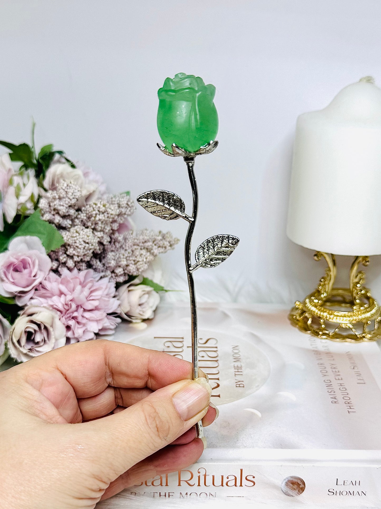 Green Fluorite Forever Rose 15cm