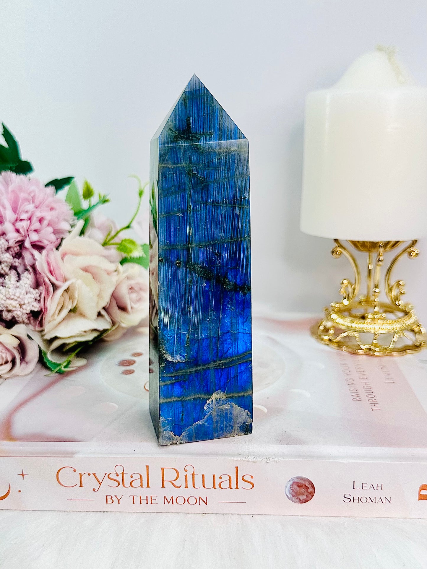 Incredible Large 14.5cm Chunky Square Cut Labradorite Tower Absolutely Full of Gorgeous Blue Flash