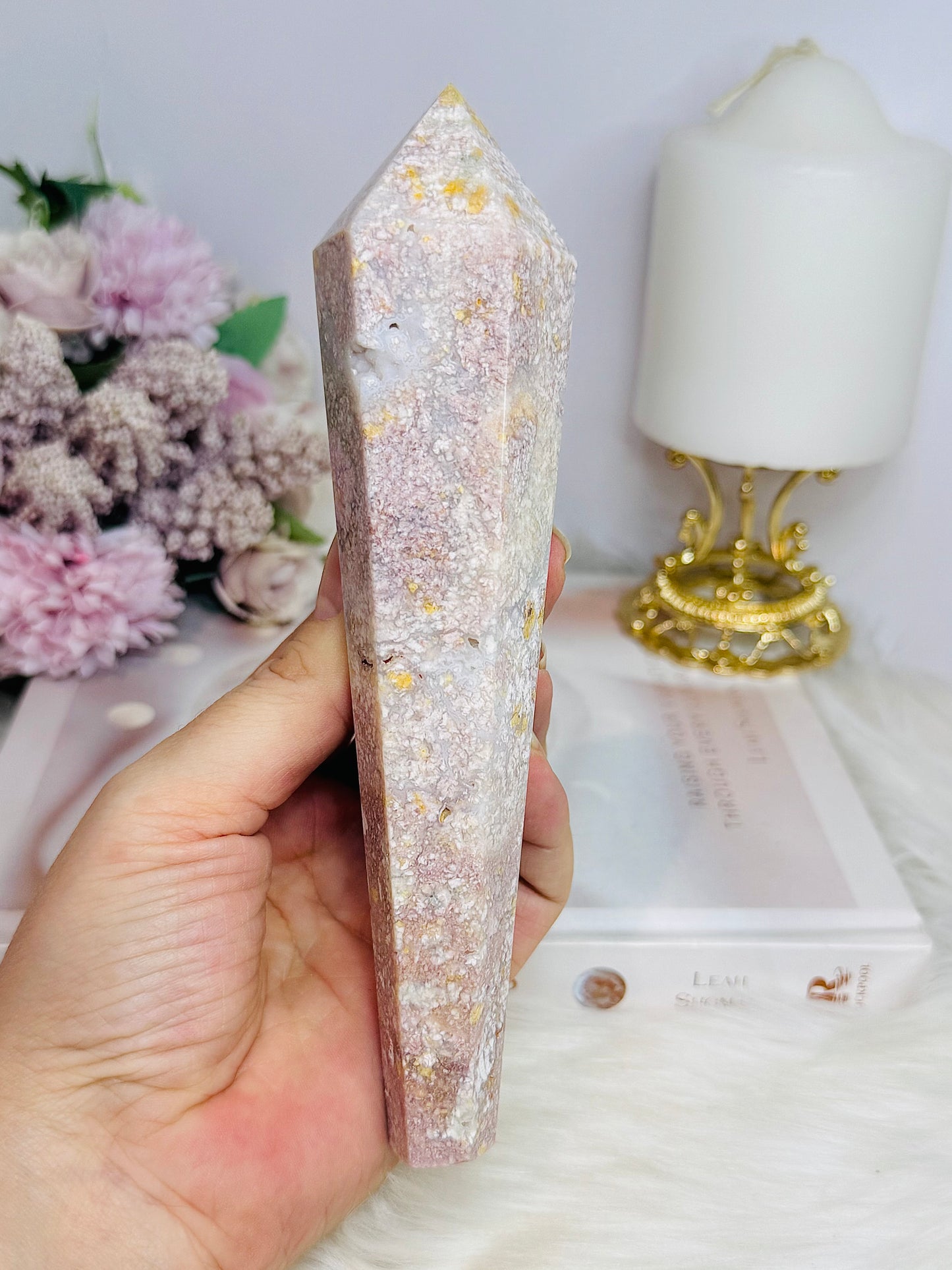 Pink Agate Large Druzy Wand 18cm