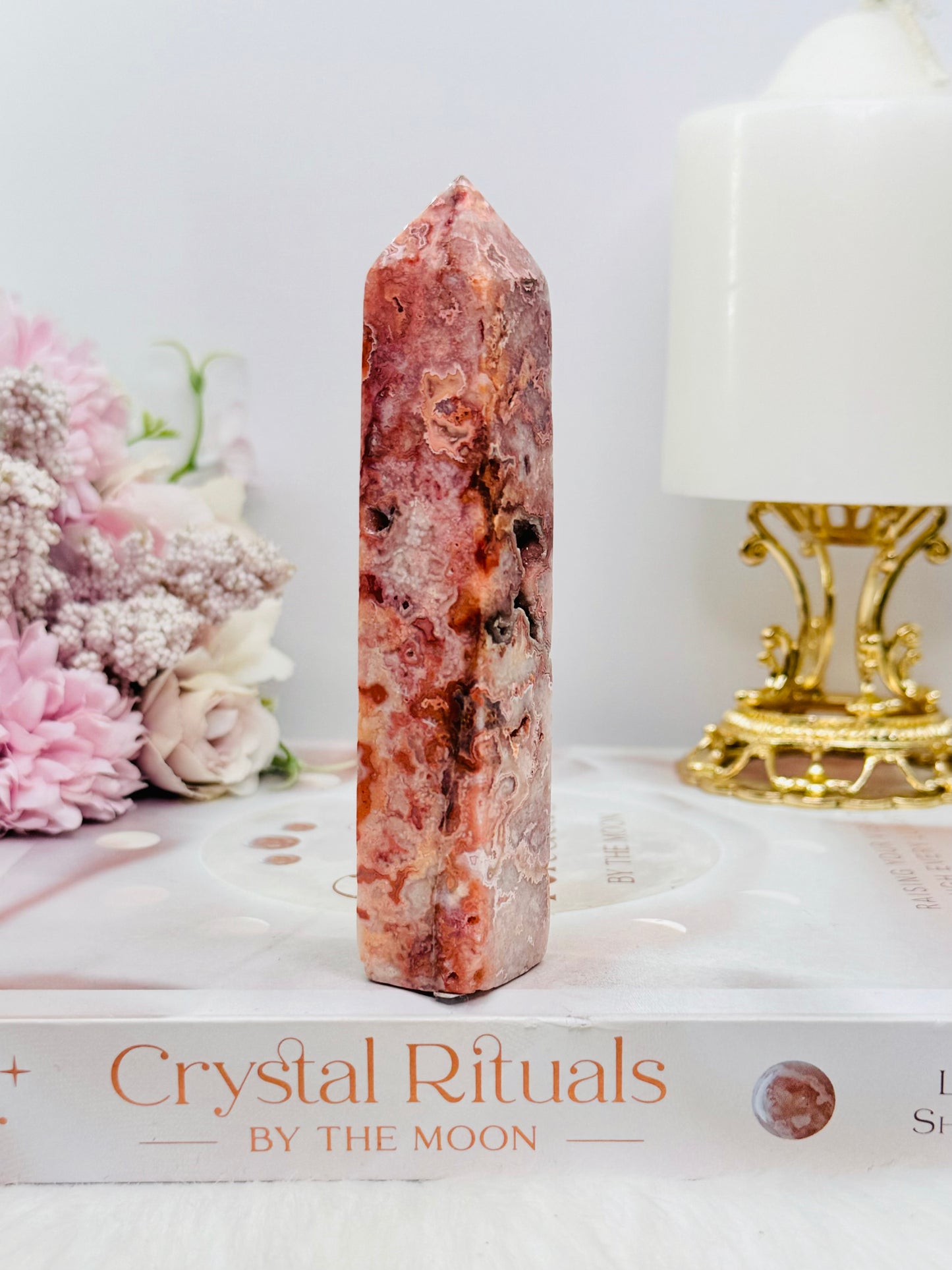 Gorgeous Pink Druzy Crazy Lace Agate Tower 11.5cm