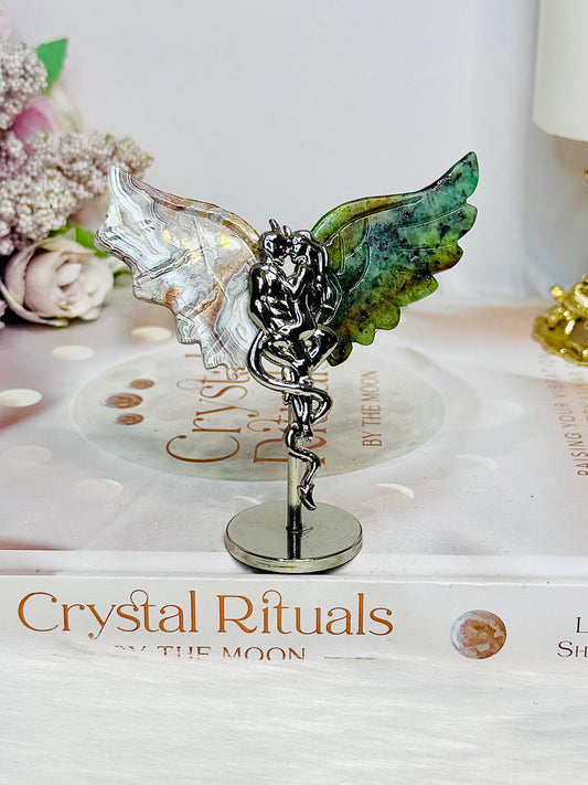 Mexican Lace Agate X Ruby Zoisite Devil & Angel Wings 8cm
