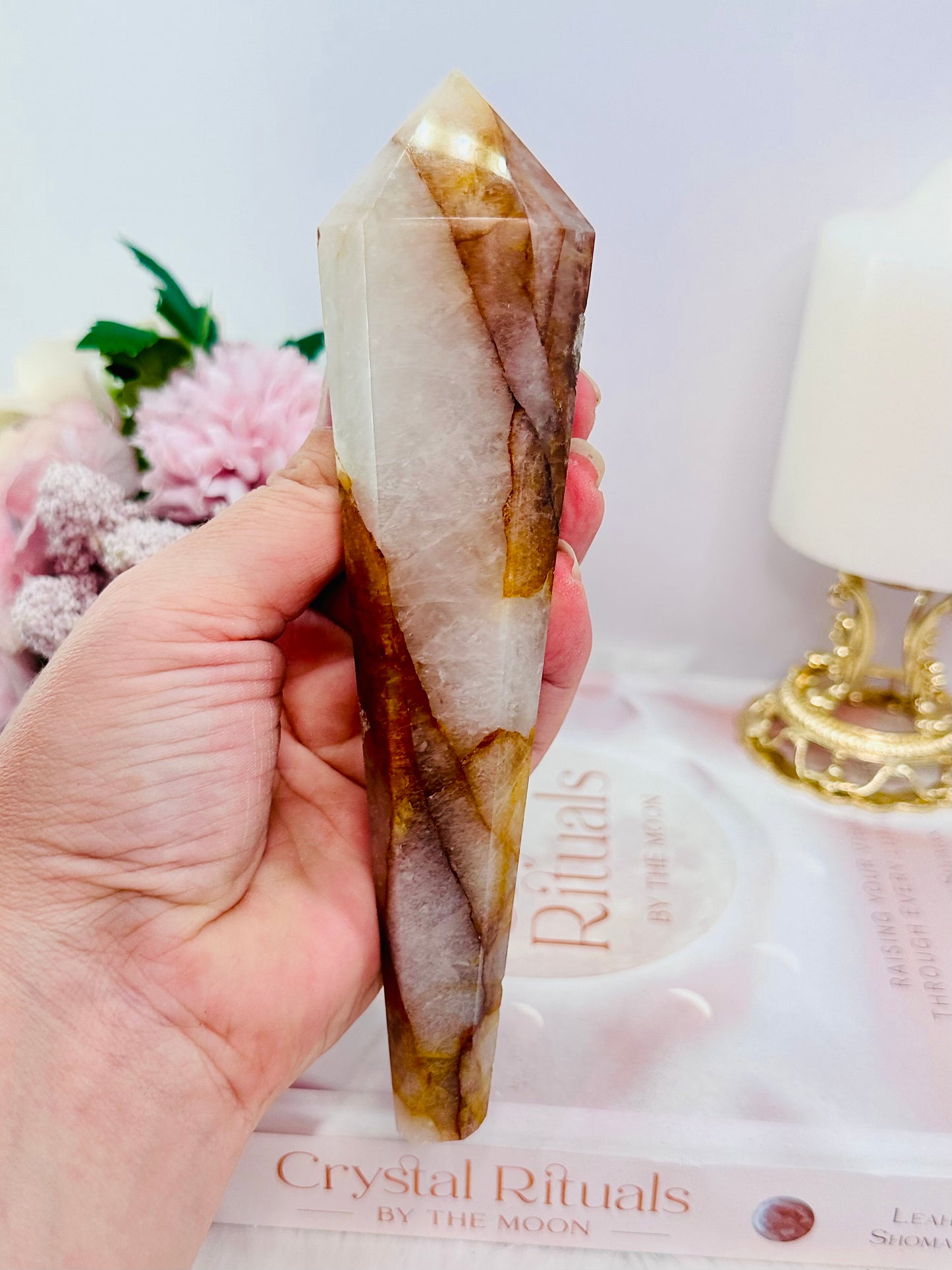 Absolutely Gorgeous Large 21cm Golden Healer Wand | Tower On Stand